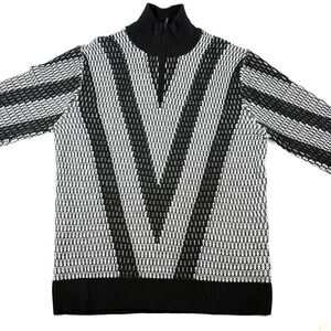 Karl Lagerfeld Black and White Zip Up Sweater